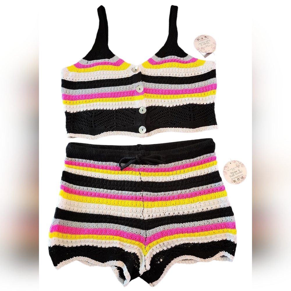 Jolie & Jay Crochet Tank Top & Shorts Set Women's XL NWT - Picture 2 of 12